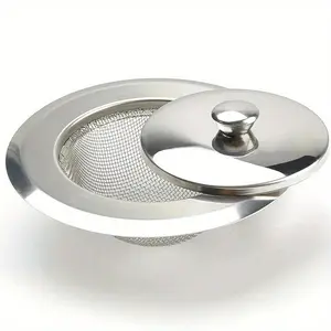 Stainless Steel Kitchen Sink Drain Filter with Lid, Vegetable Wash Basin & Floor Drain Mesh, Kitchen Sink Accessories
