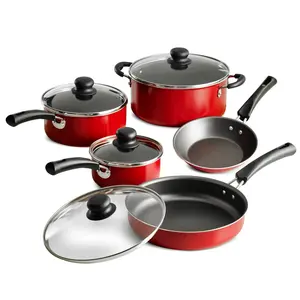 Red Nonstick Cookware Set – 9 Pieces for Everyday Use