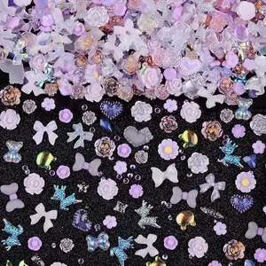 300pcs Nail Art Charms Kit, Resin Nail, Nail Art Accessories( Purple)