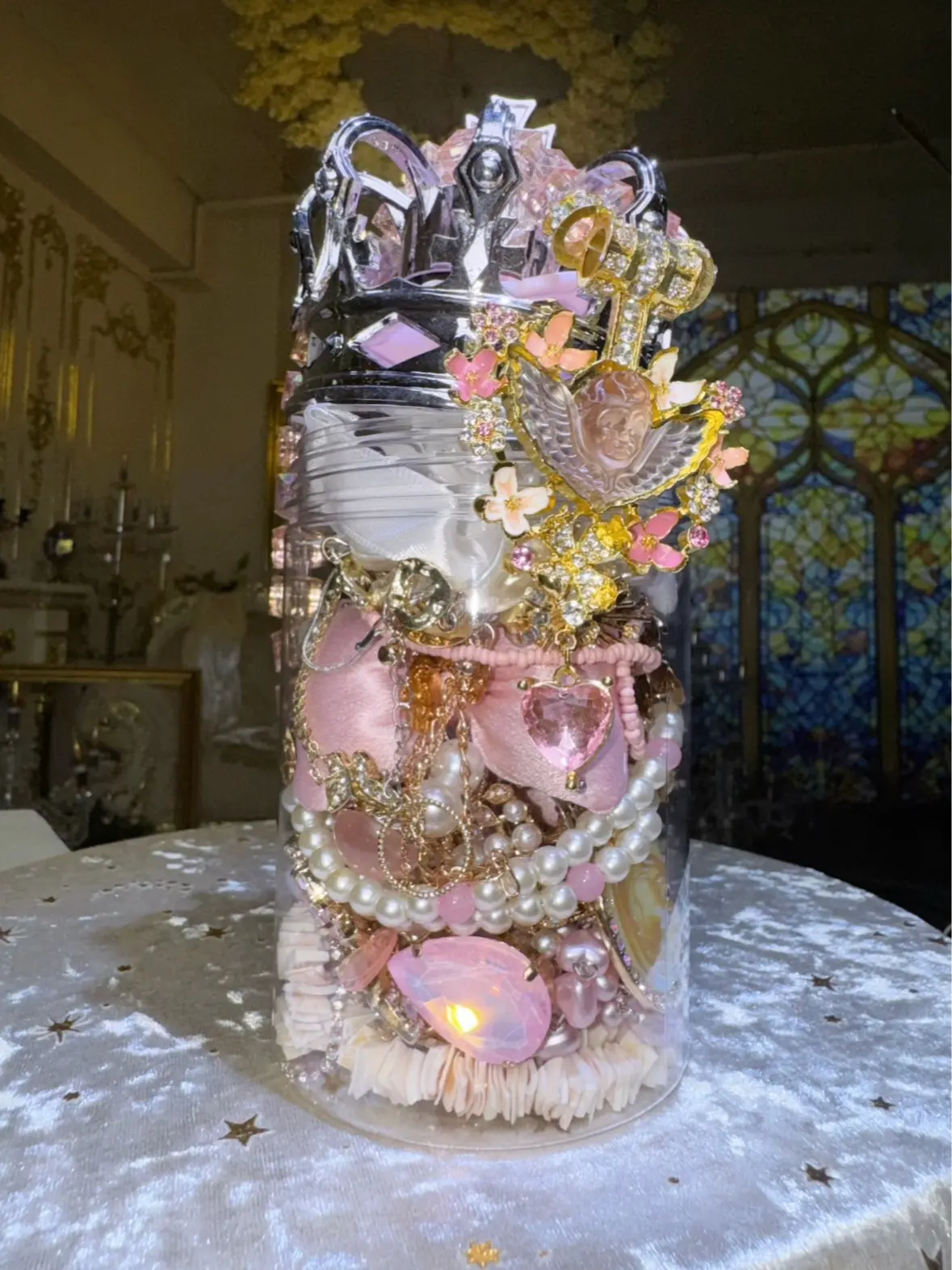 【ONLY ONE】Pink Dream Princess Mystery Jewelry Jar | 30PC Vintage Jewelry Box Set | Coquette, Y2K, Fairycore, Gold & Silver Tone Accessories