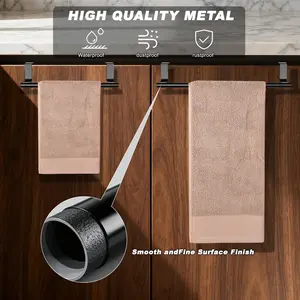 Stainless Steel Towel Rack, Space-Saving Door Mount, Easy Install, Modern Minimalist Design, Kitchen & Bathroom Organizer, Towel Hooks For Door