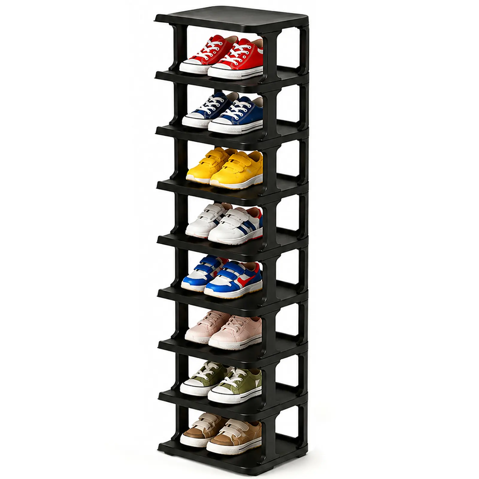 9-Tier Vertical Narrow Tall Shoe Rack, Stackable Sturdy Shoe Storage Organizer, Freestanding Shoe Cubby Shelf for Front Door, Entryway, Closet and Corner