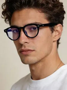 High-Quality Vintage Round Flat Glasses, Unisex Casual Frame, Anti-Blue Light, All Seasons, Lightweight Comfortable, Student Daily Wear, Trendy Vintage Eyeglasses, Lightweight Eyeglasses