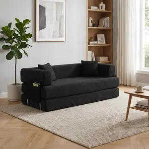 Garvee 5-in-1 Convertible Sofa Bed, 78.8" Corduroy Upholstered Futon with Pull-Out Bed, Modular and Foldable Design, No Assembly Required, Sturdy Frame, Multi-Functional Loveseat Sleeper for Living Room, Bedroom, Lounge in Various Colors