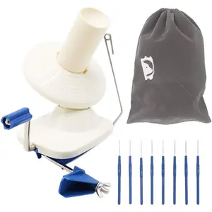 Needlecraft Yarn Ball Winder, Portable and Easy to Use, Sturdy with Metal Handle and Tabletop Clamp, Includes Crochet Hooks Set