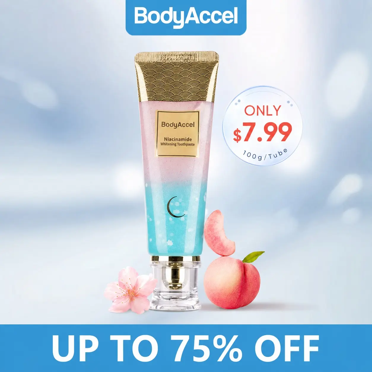 【BodyAccel 】【Triple Whitening】Niacinamide Whitening Toothpaste (Free Dry&Wet Teeth Strips Included), Essential for Home and Travel, Make Your Smile Shine（Z）