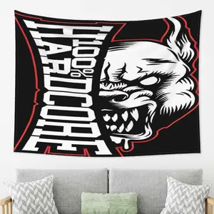 100% Hardcore Backdrop Streetwear Tapestry Wall Hanging, Underground Music Photography Background, Polyester Wall Decor for Bedroom, Gaming Setup, Studio, Party Space, Bar Decor