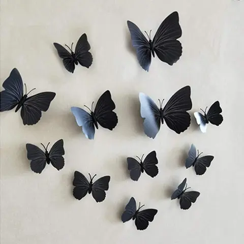 Butterfly Design Decorative Wall Sticker, Butterfly Decal, 12pcs/set 3-size Butterfly Wall Art, Wall Decor for Home Living Room Bedroom Office, Home Decor, Decorative Stickers, Butterfly Wall Decals