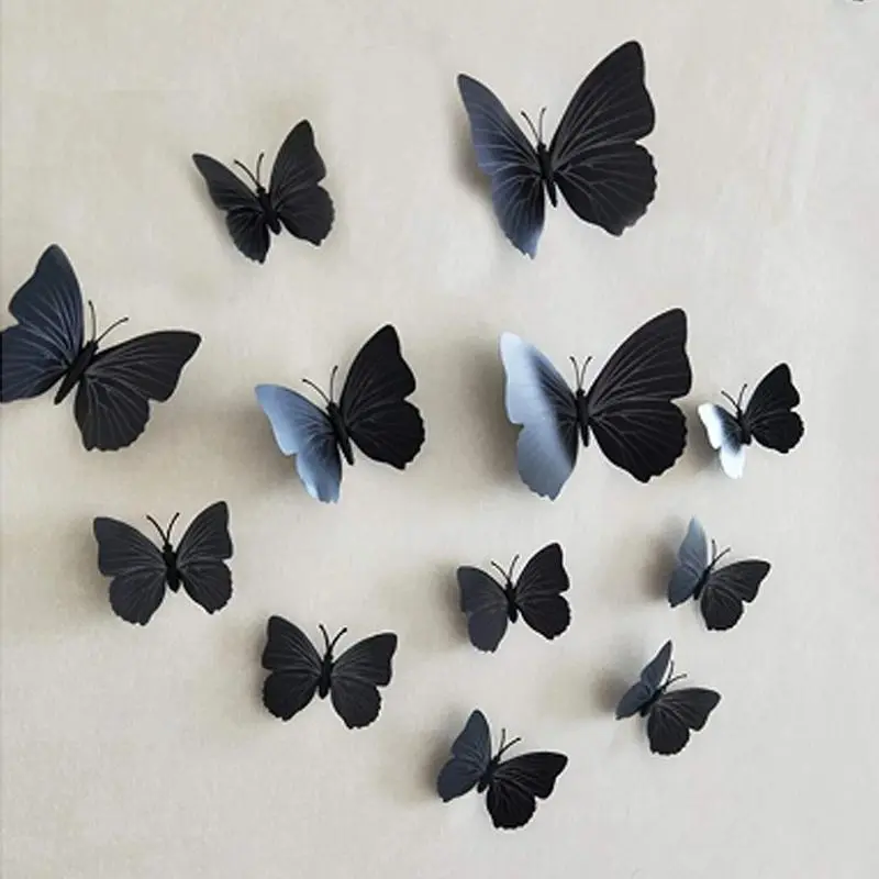 Butterfly Design Decorative Wall Sticker, Butterfly Decal, 12pcs/set 3-size Butterfly Wall Art, Wall Decor for Home Living Room Bedroom Office, Home Decor, Decorative Stickers, Butterfly Wall Decals