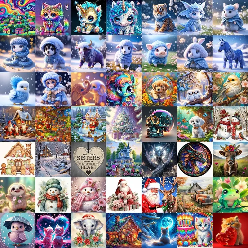 10pcs/20pcs/30pcs Diamond Painting Kits, Cartoon Animal & Landscape Patterns, Full Drill Art Set for Wall Decor, Beginner-Friendly Gift Kit, Cross Stitch Kit, Handmade Gifts, DIY Kit, Craft