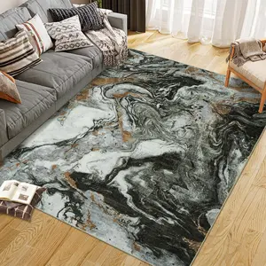 GARVEE 10'x13' Area Rug for Living Room - Soft, Modern Abstract Boho Design, Washable, Large Machine-Made Non-Slip Faux Wool Vintage Carpet for Bedroom, Farmhouse, Dining Room, Dark Green