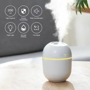 Mini USB Ultrasonic Air Humidifier, Essential Oil Diffuser, Car Aroma Purifier, Anion Mist Maker with LED Night Lamp for Home and Car