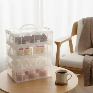 Stackable Cupcake Carrier 4 Tier for Baking Party Food Storage Organizer home essentials
