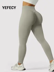 Women's High-Waisted Yoga Leggings, Solid Color Simple Design, High Elasticity Seamless Fit, Ideal for Yoga and Pilates