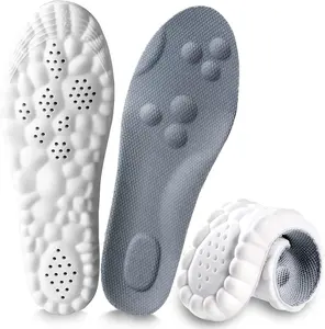 4D Cloud Insoles for Men and Women, Arch Support Insoles, Memory Foam Insoles, Shock Absorption and Cushioning Sports Shoe Insoles (Gray, Men 8-13（12.01 Inch)