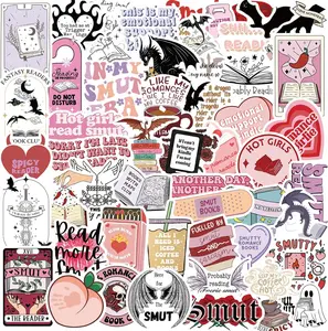 50 PCS Book Stickers for Kindle, Smutty Bookish Sticker Pack for Readers Adult Spicy Booktok Vinyl Decals for Laptop Ebook Reader Water Bottle Smut Romance (Dirty)