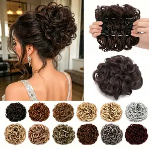 SEGOHAIR Short Messy Curly Hair Bun Claw Clip Hair Piece for Women Loose Wave Scrunchie Ponytail Extension Tousled Updo Synthetic Hair Pieces for Daily Wear 100g