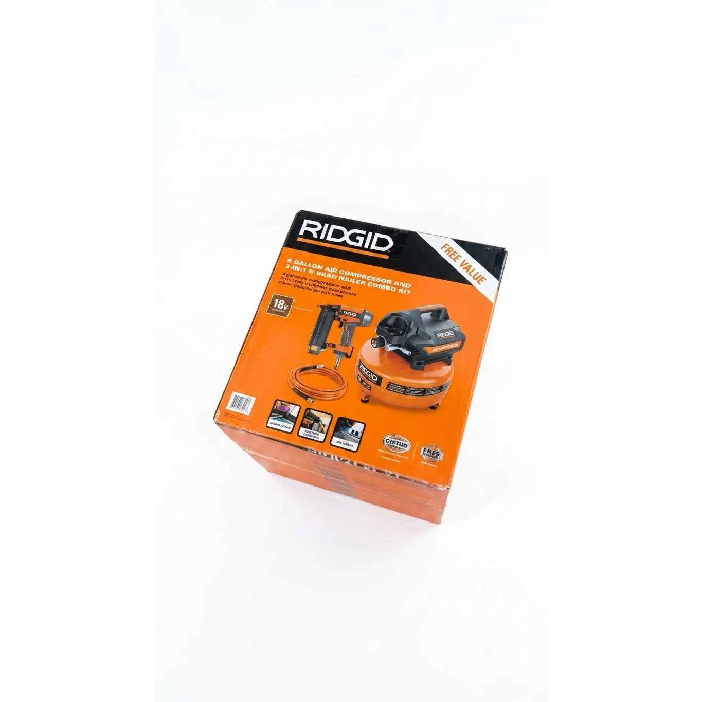 RIDGID 6 Gallon Air Compressor and 2-1/8 in. Brad Nailer Combo Kit - Pneumatic Tools, Portable, Durable, Home Improvement