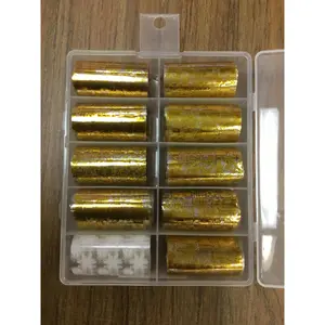 10pcs Nail Foil Set Mix Designs Adhesive Wraps Transfer Paper Nail Art