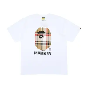 BAPE A Bathing Ape Check by Bathing Tee White/Beige