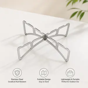 3 Counts, Stainless Steel Foldable Cross Steaming Rack, Reversible Food Steaming Stand for Kitchen Cooking and Outdoor Camping