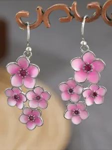 1pair of Exquisite Pink Enamel Flower Pendant Earrings, High Quality Earrings, Elegant and Charming Jewelry for Women, Suitable for Wearing on Festivals and Weddings
