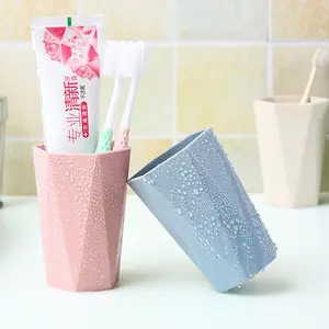 Wheat straw diamond-shaped mouthwash cup for couples, home use, Nordic minimalist toothbrush cup, drinking cup, student water cup