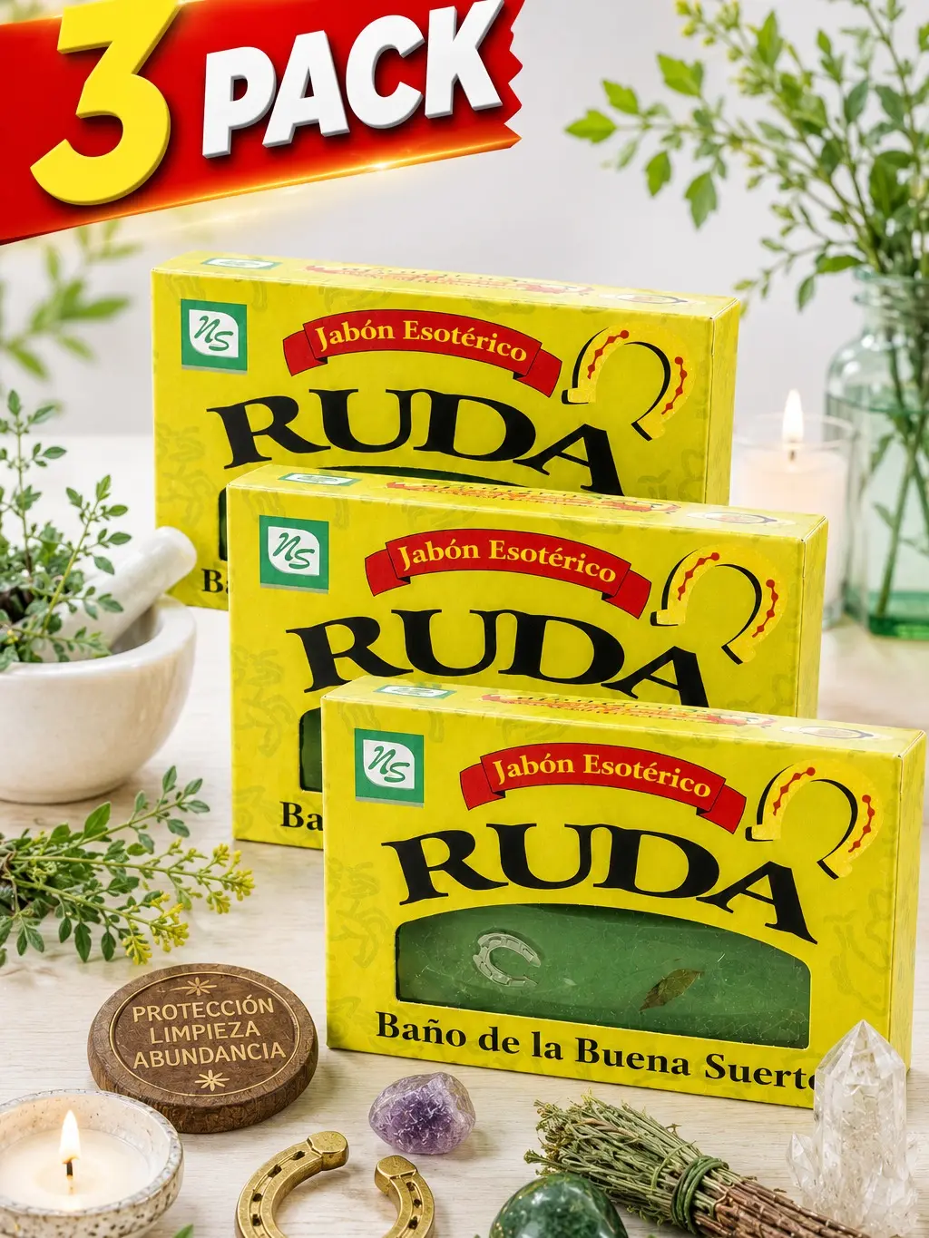 3 PACK Garden Rue Soap - Jabon De Ruda Bar Soap (Esoteric Rue Soap)