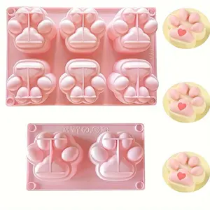 3D Cat Paw Scented Silicone Candle Mold, Resin Gypsum Animal Pad Decorative Desktop Ornament, Birthday Gift DIY Soap Making Tool