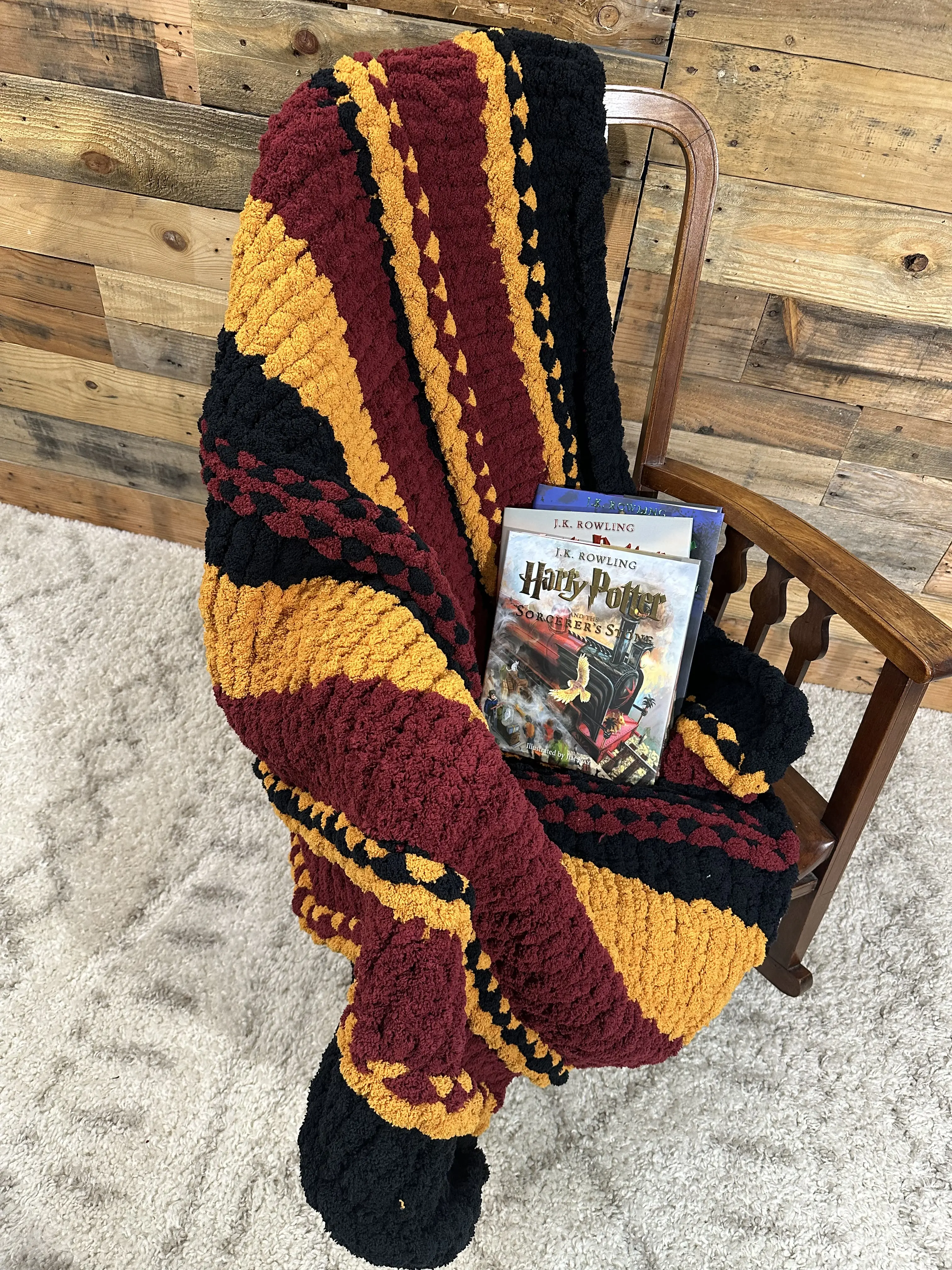 Hand Knit Harry Potter Gryffindor Blanket