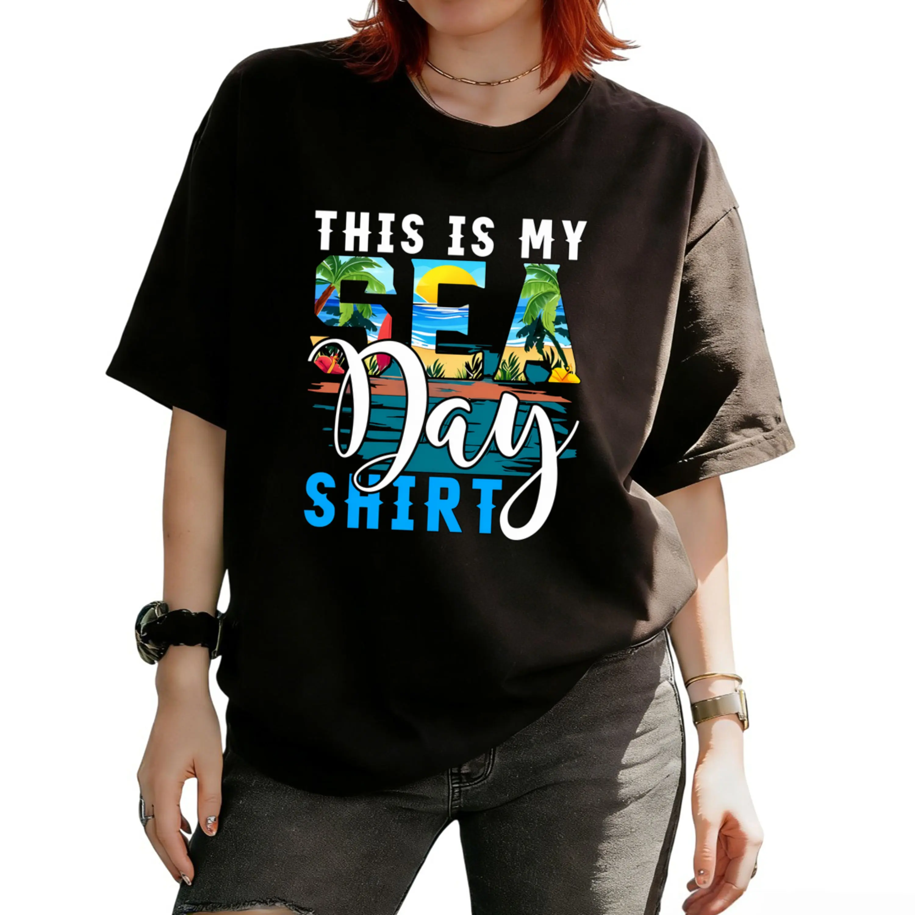 Women's Round-neck T-shirt, Simple Design, Comfortable and Breathable, Suitable for Daily Casual Wear and Versatile Styling, Showcasing a Natural and Elegant Style, a Must-have for Summer Parties