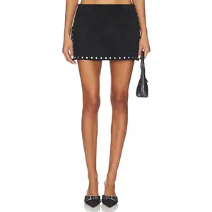 Amanda Uprichard Nirvana Suede Skort in Black