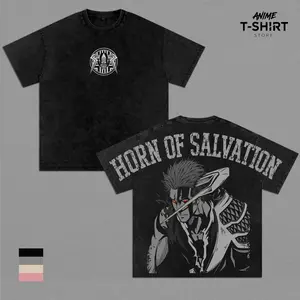 Ichigo - Horn of Salvation Vintage Washed Shirt Bleach Anime Graphic Tee Thousand Year Blood War T-Shirt Ichigo Kurosaki Oversized Streetwear Gift for Bleach Fans