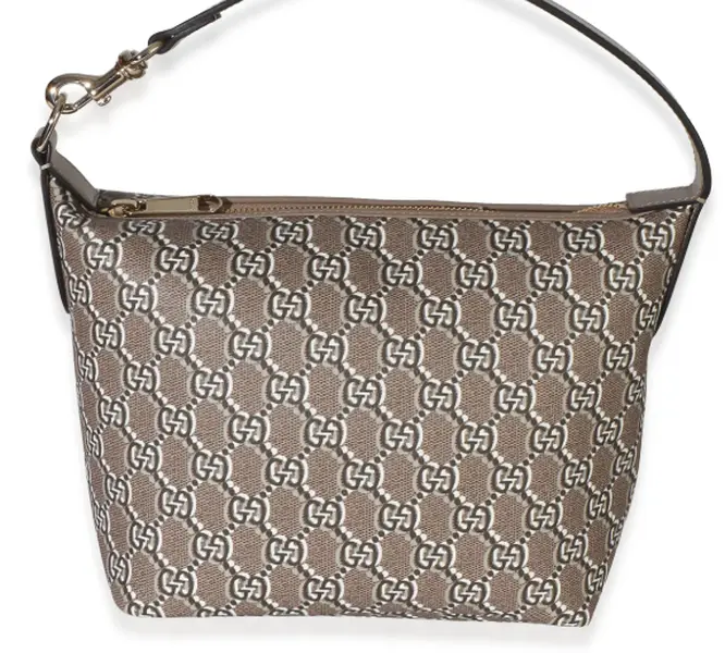 Pre-owned GUCCI Canvas Shoulder Bags Taupe GG Shadow Monogram Super Mini Ophidia Hobo
