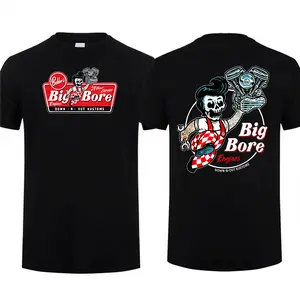 Big Bore Retro Racing T-Shirt Vintage Drag Racing Shirt For Men Cotton Short Sleeve 90s Styled