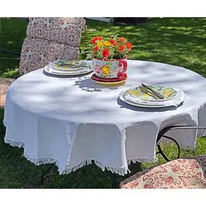 White Tablecloths - Fringe Edges