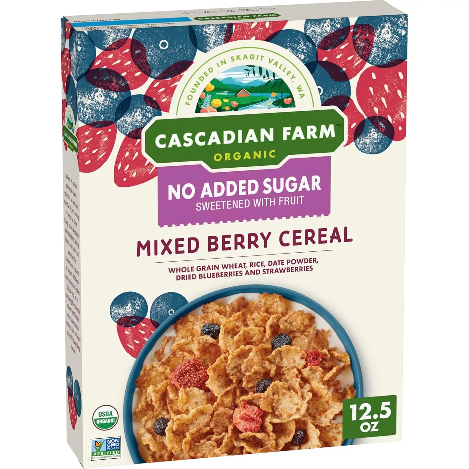 Cascadian Farm, Cereal Mixed Berry No Added Sugar Organic, 12.5 Ounce