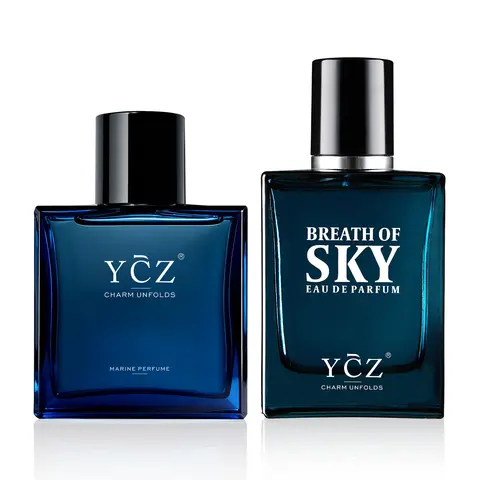 [YCZ] Luxury 2-Piece Fragrance Pack, 2×50mL (1 to 1.9 fl oz) Bottles, Midnight Marine & Breath of Sky Eau de Parfum, Woody Aromatic Ginger & Sweet Rose-Vanilla Notes, Vegan Cruelty-Free for Adults