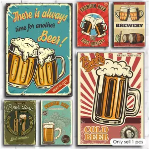 Beer Wine Retro Style Painting Calligraphy Premium Textured Canvas Wall Art Poster – High-Quality Fabric Print with Rich Color & Matte Finish, Modern Aesthetic Decor for Living Room, Bedroom, Office & Creative Interior