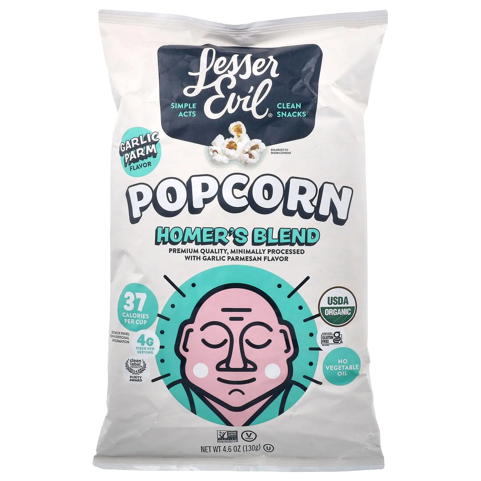 LesserEvil Popcorn, Homer's Blend, Garlic Parm, 4.6 oz (130 g)