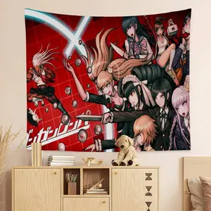 Danganronpa Anime Game Wall Tapestry, Manga-Style Photo Print, Lightweight Visual Novel Aesthetic Backdrop, Hanging Cloth Art for Bedroom & Living Room, Home Decor Fabric Banner Gift