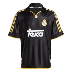 Real Madrid 1999 Away Black Retro Jersey Vintage Football Shirt Premium Cotton Polyester Style