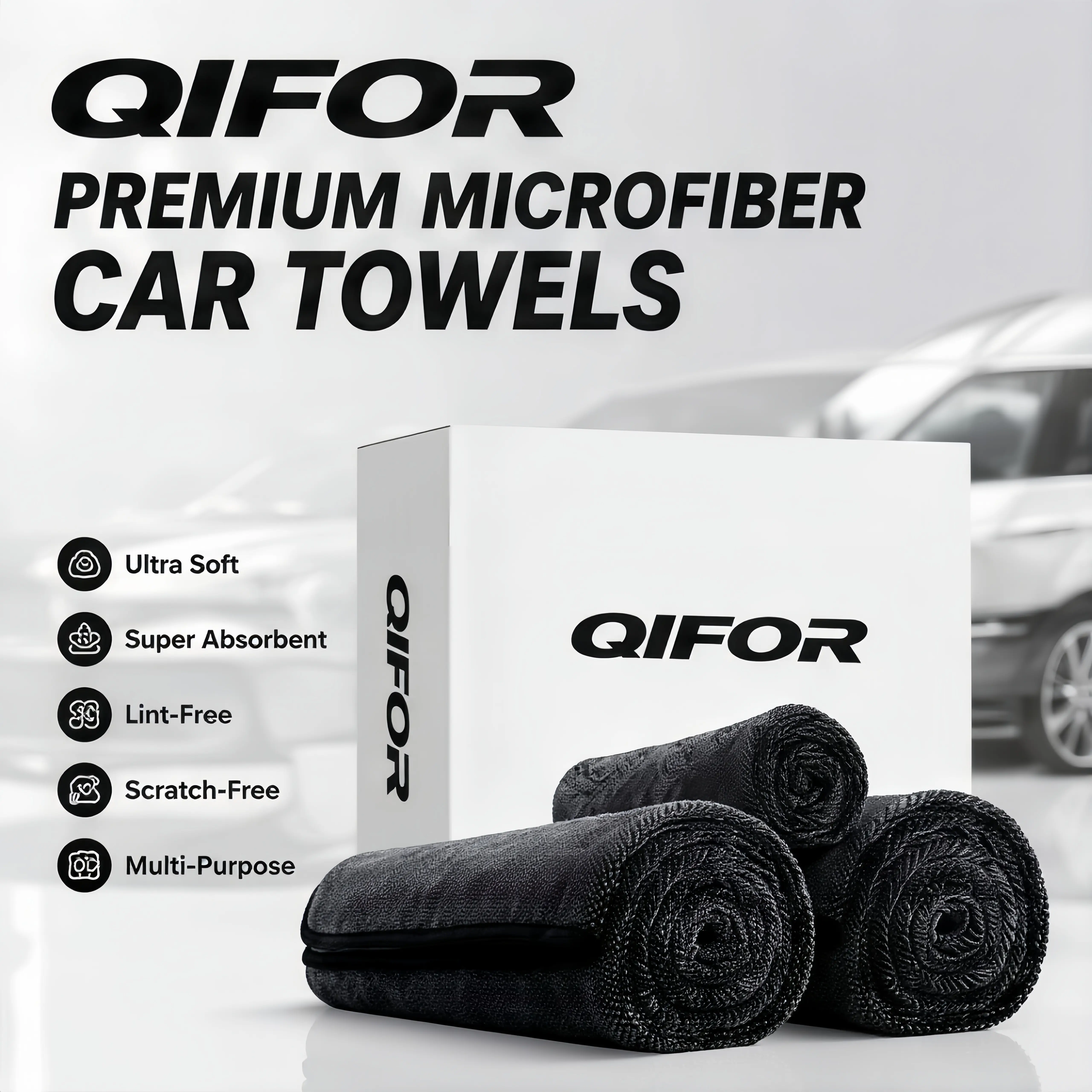 QIFOR TWISTED-LOOP DRYING TOWEL, Ultra-Absorbent Drying Towel For Car&Truck, Premium Microfiber