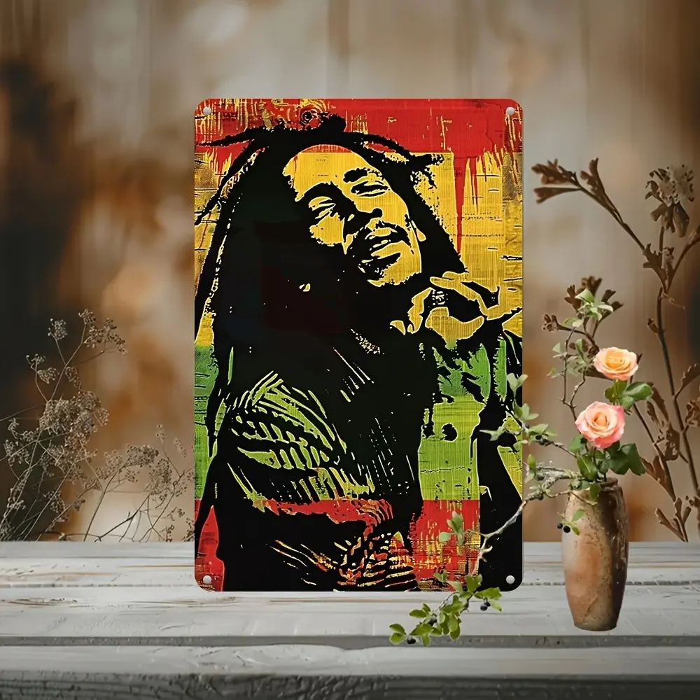 Reggae Legend Metal Iron Wall Art Sign, 8x12 Inch UV Printed Multipurpose Decorative Plaque with Pre-Drilled Holes for Easy Hanging, Weatherproof Indoor Use-Multitilingual Description