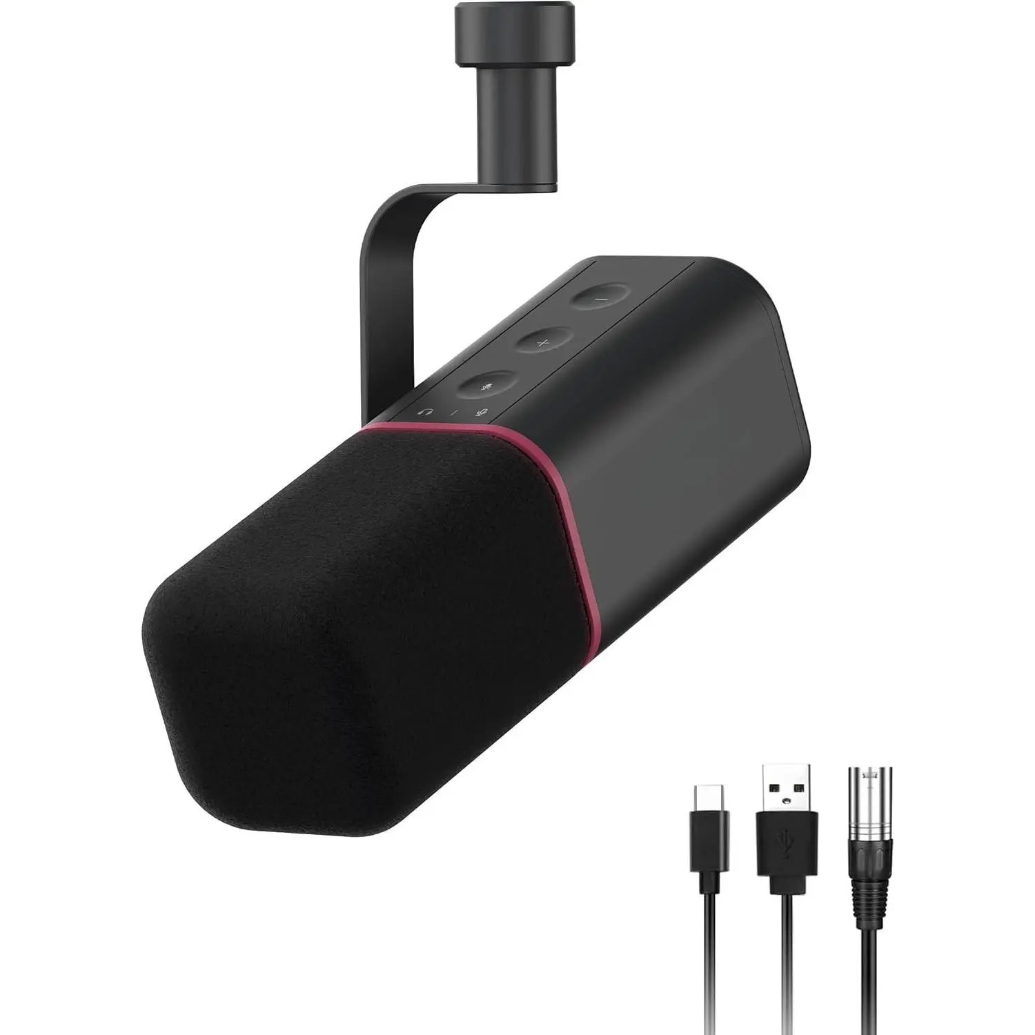Cardioid Dynamic Microphone - Wired USB-XLR Vocal Audio Equipment with Alloy Construction, Noise Reduction, Mic Cover, 20Hz-20kHz Frequency Response, Plug-N-Play for PC/Laptop Podcasting, Recording (Black)