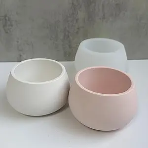 1pc Concrete Candle Cup Candle Jar Silicone Mold DIY Circular Storage Box Candle Holder Flower Pot Making Silicone Mold Vase Mold