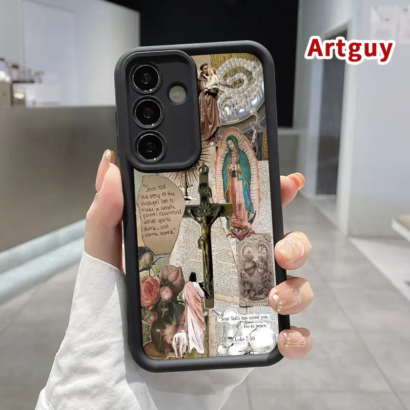 Phone case for Samsung S24 ultra plus S25 S23 S22 Ultra Pluss Fashion Religious Collage Advanced fashion gift Anti-Scratch Shockproof TPU Bumper Drop-proof Cover, Smartphone, Handheld, Cellphone