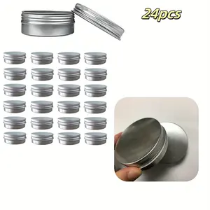 24 Pcs Spiral Cap Circular Aluminum Tin Can Metal Tin Storage Jar Containers with Screw Cap (2 Oz/60ml) Fashion Accessories