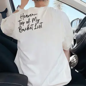 Heaven Top Of My Bucket List Tee | Christian Faith Graphic Tee,Christian Bucket List Heaven Tee | Oversized Faith Aesthetic Shirt