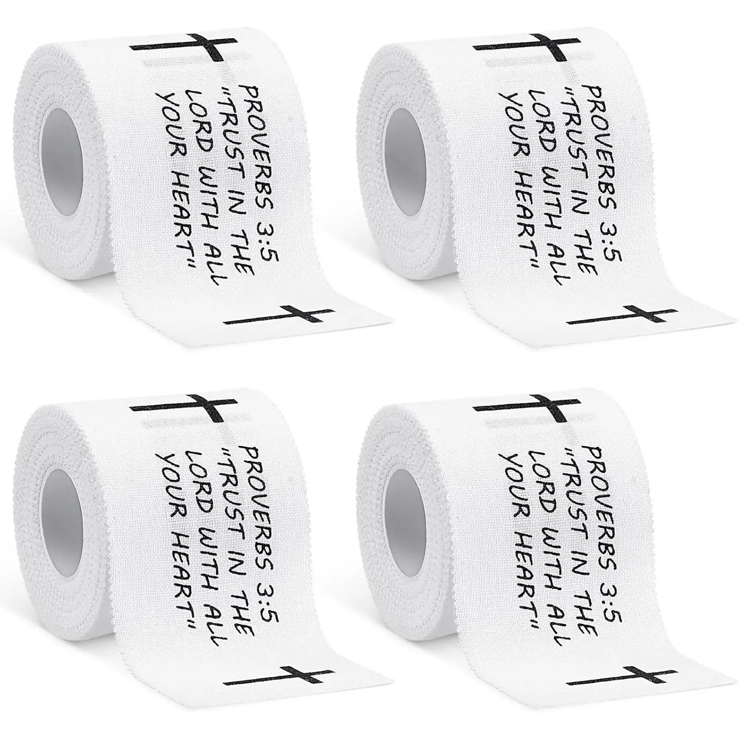 Christian Cross Athletic Tape 4 Pack, Breathable Cotton Wrap for Wrist & Ankle Joint Support, Faith-Inspired Design for Unisex Multi-Sport Athletes - 2in x 23ft Rolls, 2X23 Ft Roll, Cross Pattern, Secure Hold, Boxing